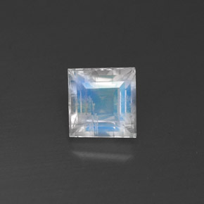 0.77 ct White Rainbow Moonstone Gemstone, Rainbow Moonstone Gem in Square Facet Shape for Sale.