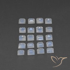 Rainbow Moonstone Gemstones in 3.2 x 3.2 mm Size for Sale, Rainbow Moonstone Stones in Bluish White Color