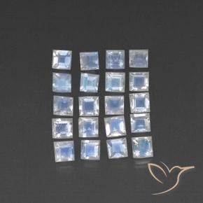 3.12ctw Natural Bluish White Rainbow Moonstone, Square, Transparent