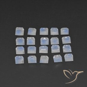 Rainbow Moonstone Gemstones in 3.2 x 3.1 mm Size for Sale, Rainbow Moonstone Stones in Bluish White Color