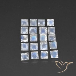 3.80ctw Natural Bluish White Rainbow Moonstone, Square, Transparent