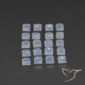 Rainbow Moonstone Gemstones in 3.2 x 3.2 mm Size for Sale, Rainbow Moonstone Stones in Bluish White Color