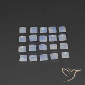 Rainbow Moonstone Gemstones in 2.9 x 2.8 mm Size for Sale, Rainbow Moonstone Stones in Bluish White Color