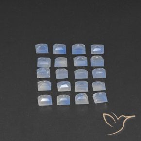 Rainbow Moonstone Gemstones in 3 x 3 mm (calibrated) Size for Sale, Rainbow Moonstone Stones in Bluish White Color