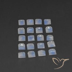 Rainbow Moonstone Gemstones in 3.2 x 3.1 mm Size for Sale, Rainbow Moonstone Stones in Bluish White Color