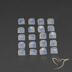 Rainbow Moonstone Gemstones in 3 x 3 mm (calibrated) Size for Sale, Rainbow Moonstone Stones in Bluish White Color