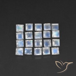 3.74ctw Natural Bluish White Rainbow Moonstone, Square, Transparent