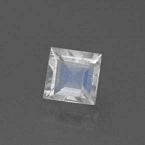 0.47 ct White Rainbow Moonstone Gemstone, Rainbow Moonstone Gem in Square Facet Shape for Sale.