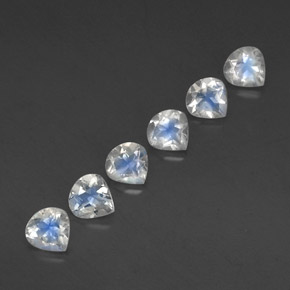 2.37 ctw White Rainbow Moonstone Stones, Natural Rainbow Moonstone in Pear Facet Shape for Sale