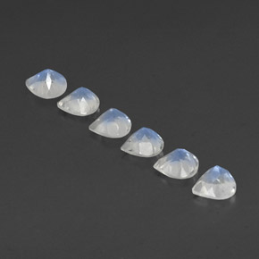 Rainbow Moonstone Gemstones in 5.2 x 5.2 mm Size for Sale, Rainbow Moonstone Stones in Bluish White Color
