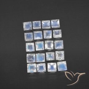 2.90ctw Natural Bluish White Rainbow Moonstone, Square, Transparent