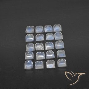 Rainbow Moonstone Gemstones in 3 x 3 mm (calibrated) Size for Sale, Rainbow Moonstone Stones in Bluish White Color