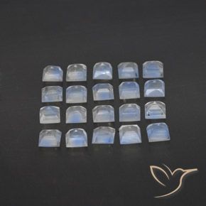Rainbow Moonstone Gemstones in 3.2 x 3.1 mm Size for Sale, Rainbow Moonstone Stones in Bluish White Color
