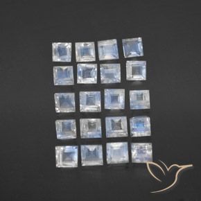 3.38ctw Natural Bluish White Rainbow Moonstone, Square, Transparent