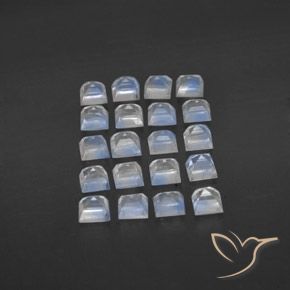 Rainbow Moonstone Gemstones in 3.2 x 3.1 mm Size for Sale, Rainbow Moonstone Stones in Bluish White Color