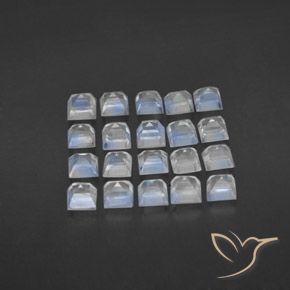 Rainbow Moonstone Gemstones in 3 x 3 mm (calibrated) Size for Sale, Rainbow Moonstone Stones in Bluish White Color