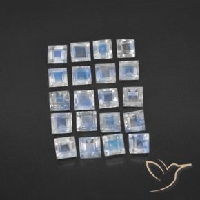 3.45ctw Natural Bluish White Rainbow Moonstone, Square, Transparent