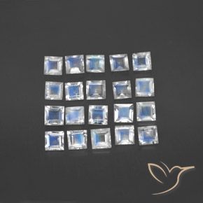 2.85ctw Natural Bluish White Rainbow Moonstone, Square, Transparent