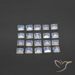 Rainbow Moonstone Gemstones in 3 x 3 mm (calibrated) Size for Sale, Rainbow Moonstone Stones in Bluish White Color