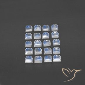 Rainbow Moonstone Gemstones in 3 x 3 mm (calibrated) Size for Sale, Rainbow Moonstone Stones in Bluish White Color