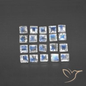 3.65ctw Natural Bluish White Rainbow Moonstone, Square, Transparent
