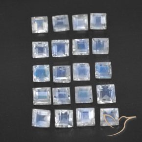 3.35ctw Natural Bluish White Rainbow Moonstone, Square, Transparent