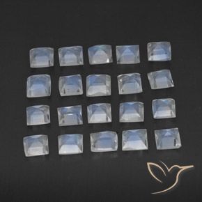 Rainbow Moonstone Gemstones in 3 x 3 mm (calibrated) Size for Sale, Rainbow Moonstone Stones in Bluish White Color