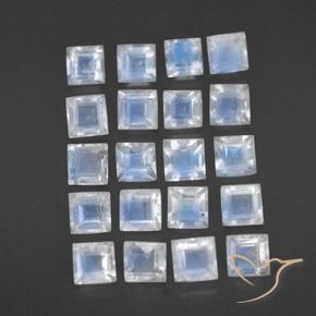 3.35ctw Natural Bluish White Rainbow Moonstone, Square, Transparent