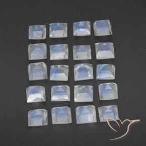 Rainbow Moonstone Gemstones in 3.2 x 3.1 mm Size for Sale, Rainbow Moonstone Stones in Bluish White Color