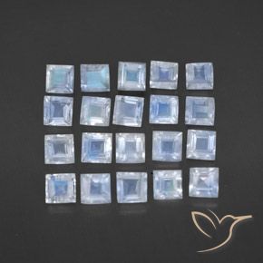 3.09ctw Natural Bluish White Rainbow Moonstone, Square, Transparent