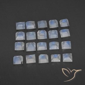 Rainbow Moonstone Gemstones in 3 x 3 mm (calibrated) Size for Sale, Rainbow Moonstone Stones in Bluish White Color