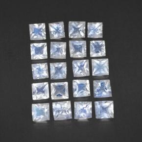 Bluish White Rainbow Moonstone Gem - 0.1ct Princess-Cut (ID: 315098)