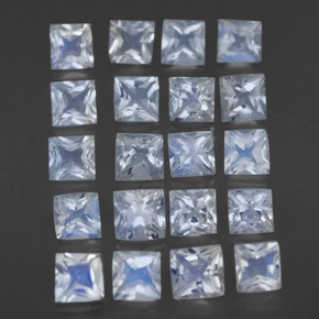 2.51 ctw White Rainbow Moonstone Stones, Natural Rainbow Moonstone in Princess-Cut Shape for Sale