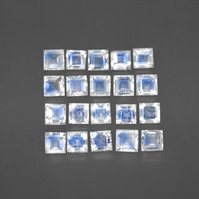 2.89 ctw Blue Rainbow Moonstone Gemstones, Rainbow Moonstone Gems in Square Facet Shape for Sale.