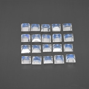 Rainbow Moonstone Gemstones in 3.1 x 3.1 mm Size for Sale, Rainbow Moonstone Stones in White Blue Color