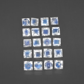 2.83 ct White Rainbow Moonstone Gemstone, Rainbow Moonstone Gem in Square Facet Shape for Sale.