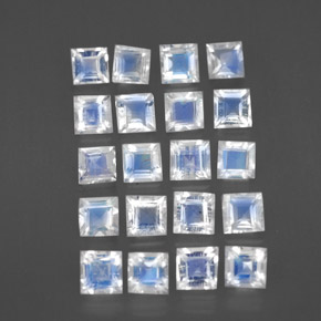 2.83 ct White Rainbow Moonstone Stone, Natural Rainbow Moonstone in Square Facet Shape for Sale