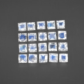 2.67 ct White Rainbow Moonstone Gemstone, Rainbow Moonstone Gem in Square Facet Shape for Sale.