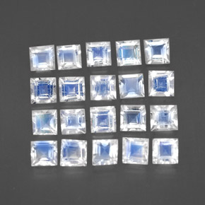 2.67 ct White Rainbow Moonstone Stone, Natural Rainbow Moonstone in Square Facet Shape for Sale