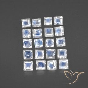 2.89ctw Natural Bluish White Rainbow Moonstone, Square, Transparent