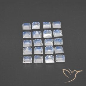 Rainbow Moonstone Gemstones in 3 x 3 mm (calibrated) Size for Sale, Rainbow Moonstone Stones in Bluish White Color