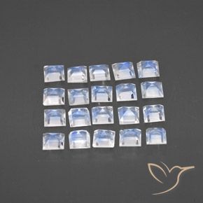 Rainbow Moonstone Gemstones in 3 x 3 mm (calibrated) Size for Sale, Rainbow Moonstone Stones in Bluish White Color