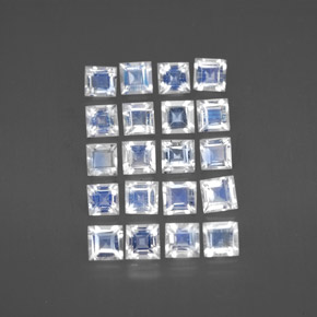 2.70 ct White Rainbow Moonstone Gemstone, Rainbow Moonstone Gem in Square Facet Shape for Sale.