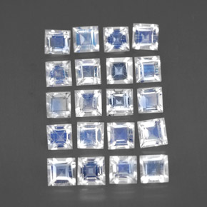 2.70 ct White Rainbow Moonstone Stone, Natural Rainbow Moonstone in Square Facet Shape for Sale