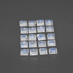 Rainbow Moonstone Gemstone in 3 x 3 mm Size for Sale, Rainbow Moonstone Stone in Blue White Color