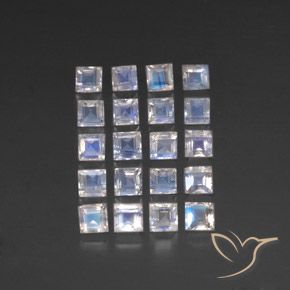 3.77ctw Natural Bluish White Rainbow Moonstone, Square, Transparent