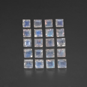 Голубовато-белый Радужный Лунный Камень Камень - 0.2ct Фасетный Квадрат (ID: 315565)