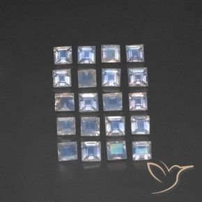 3.10ctw Natural Bluish White Rainbow Moonstone, Square, Transparent