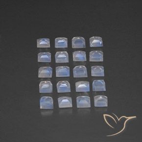 Rainbow Moonstone Gemstones in 3 x 3 mm (calibrated) Size for Sale, Rainbow Moonstone Stones in Bluish White Color