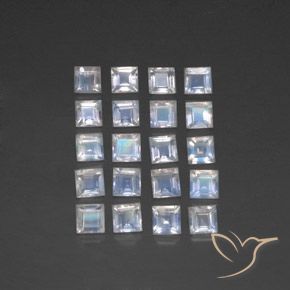 3.24ctw Natural Bluish White Rainbow Moonstone, Square, Transparent